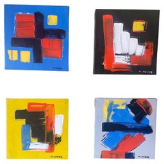Grouping of Four Original Oil on Canvas Abstract Paintings by Miguel Chavez