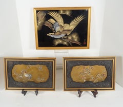 Grouping of Framed 19th and 20th Century Japanese Lacquer Panels