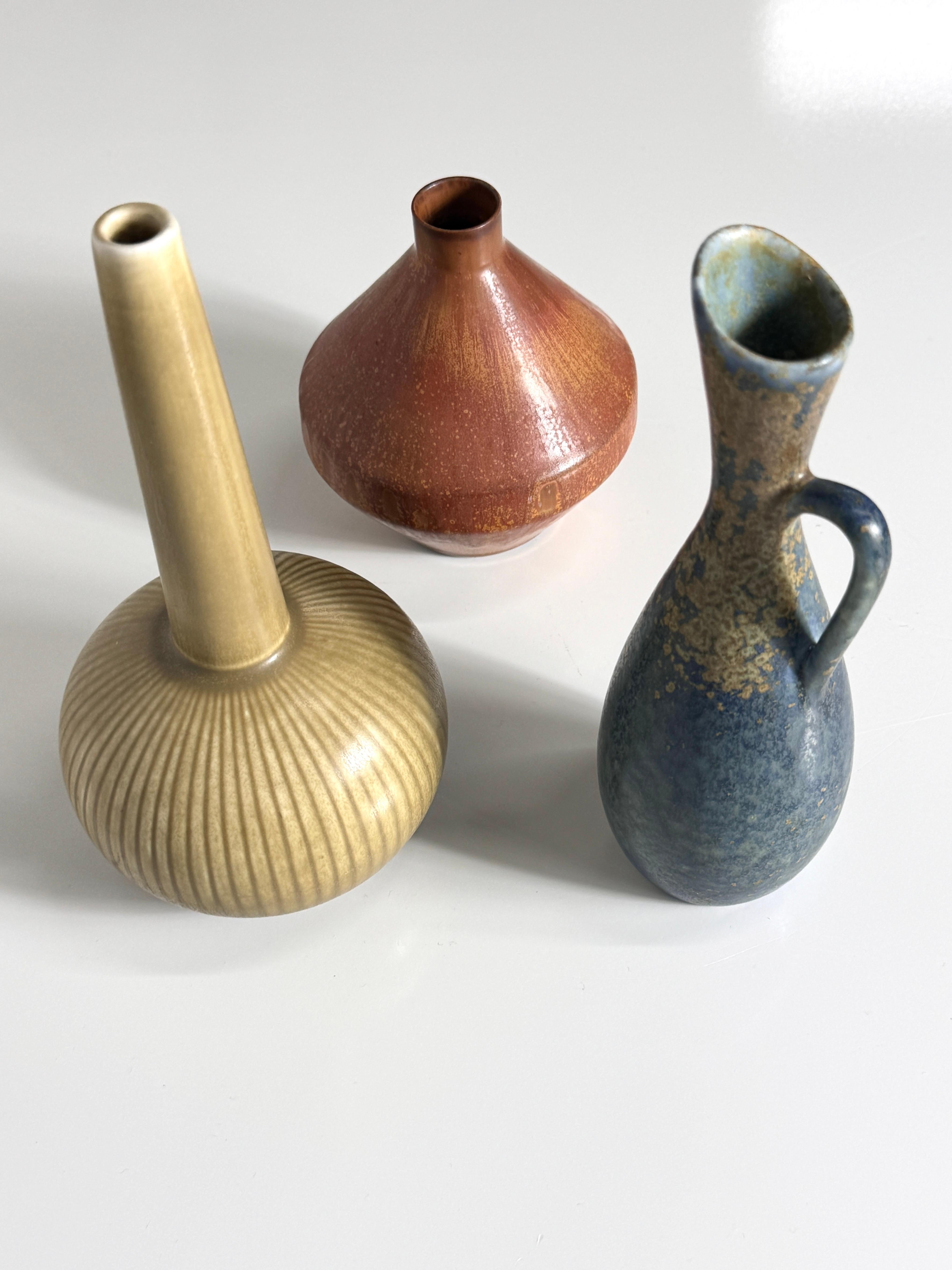 Swedish Grouping of Rorstand Ceramic Vases By Gunnar Nylund & Carl Harry Stalhane Sweden For Sale
