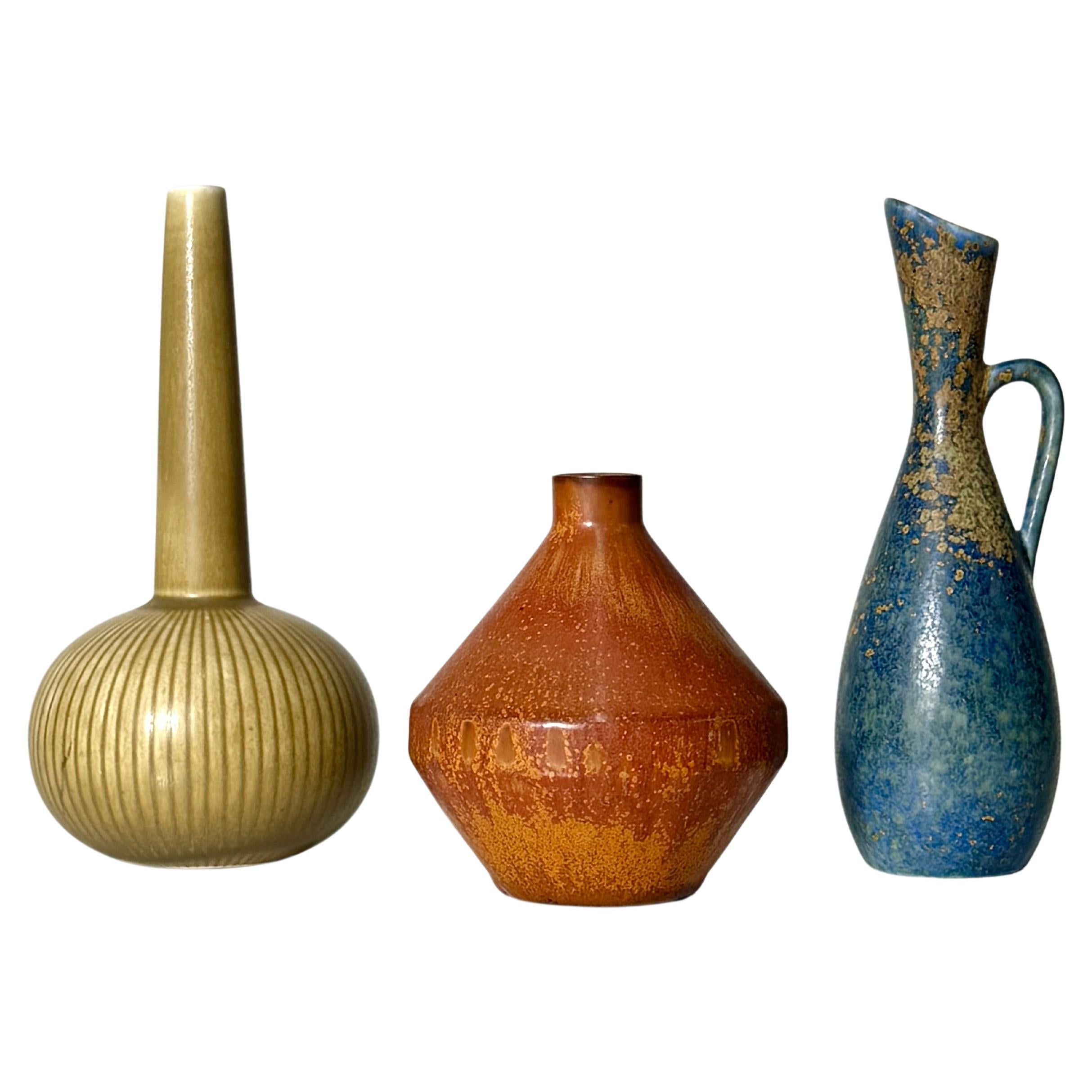 Grouping of Rorstand Ceramic Vases By Gunnar Nylund & Carl Harry Stalhane Sweden For Sale
