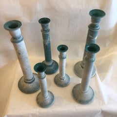 Grouping of Six Large Scavo Glass Candleholders by Cenedese, Signed