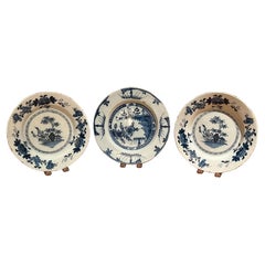 Antique Grouping of Three Delft Blue and White Plates A Pair and a Single