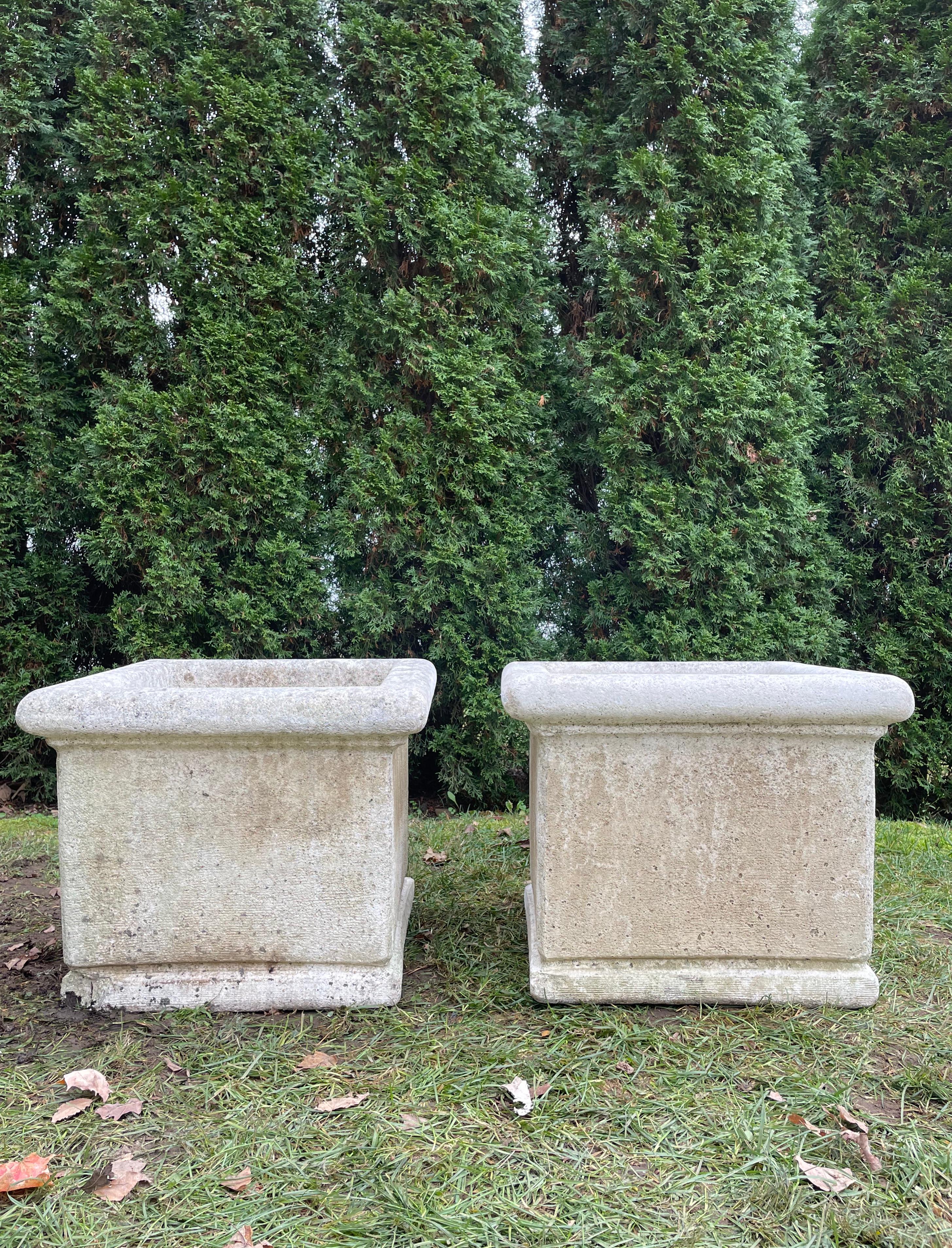 Grouping of Three French Cast Stone Planters Signed La Vieille In Good Condition For Sale In Woodbury, CT