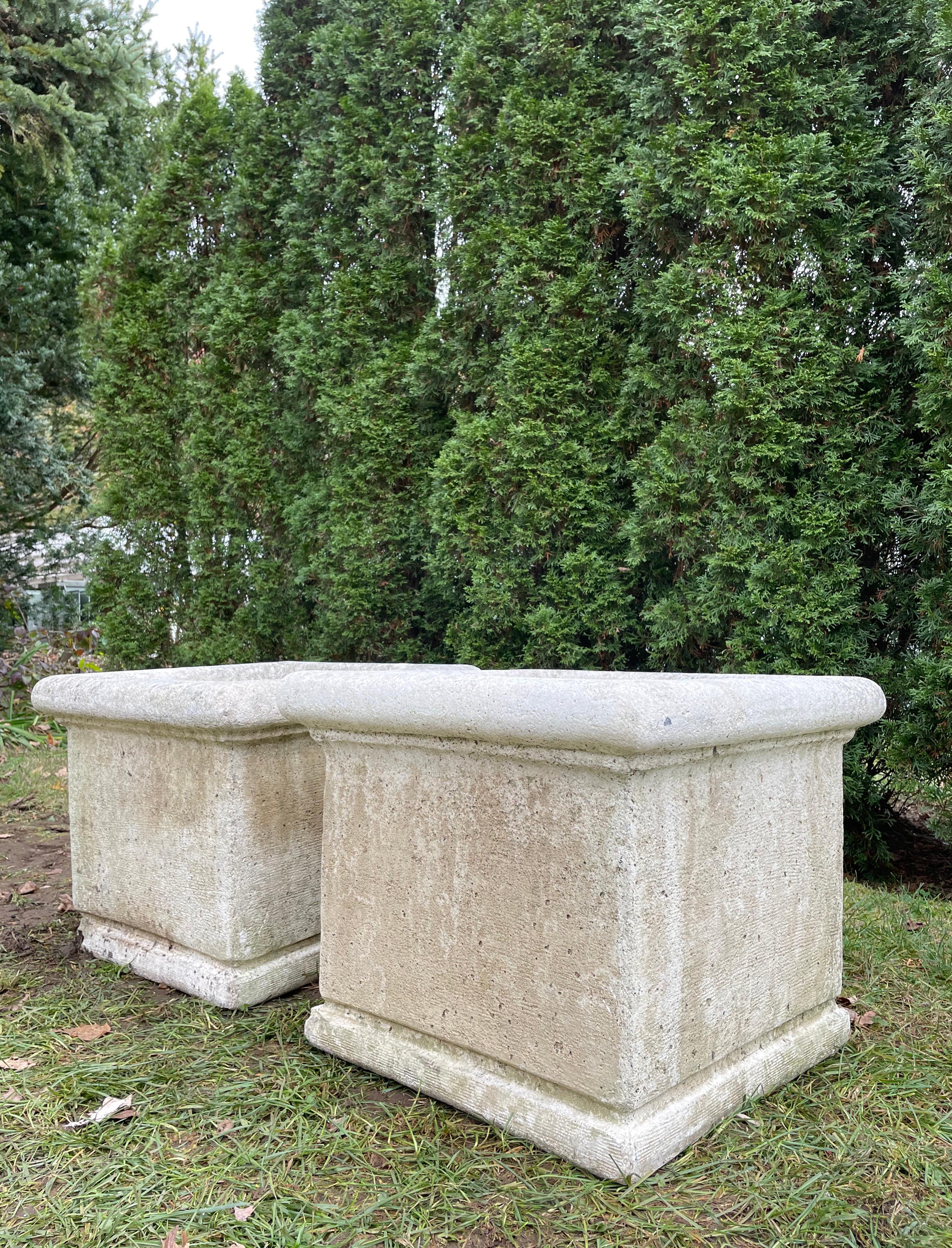 Grouping of Three French Cast Stone Planters Signed La Vieille For Sale 1