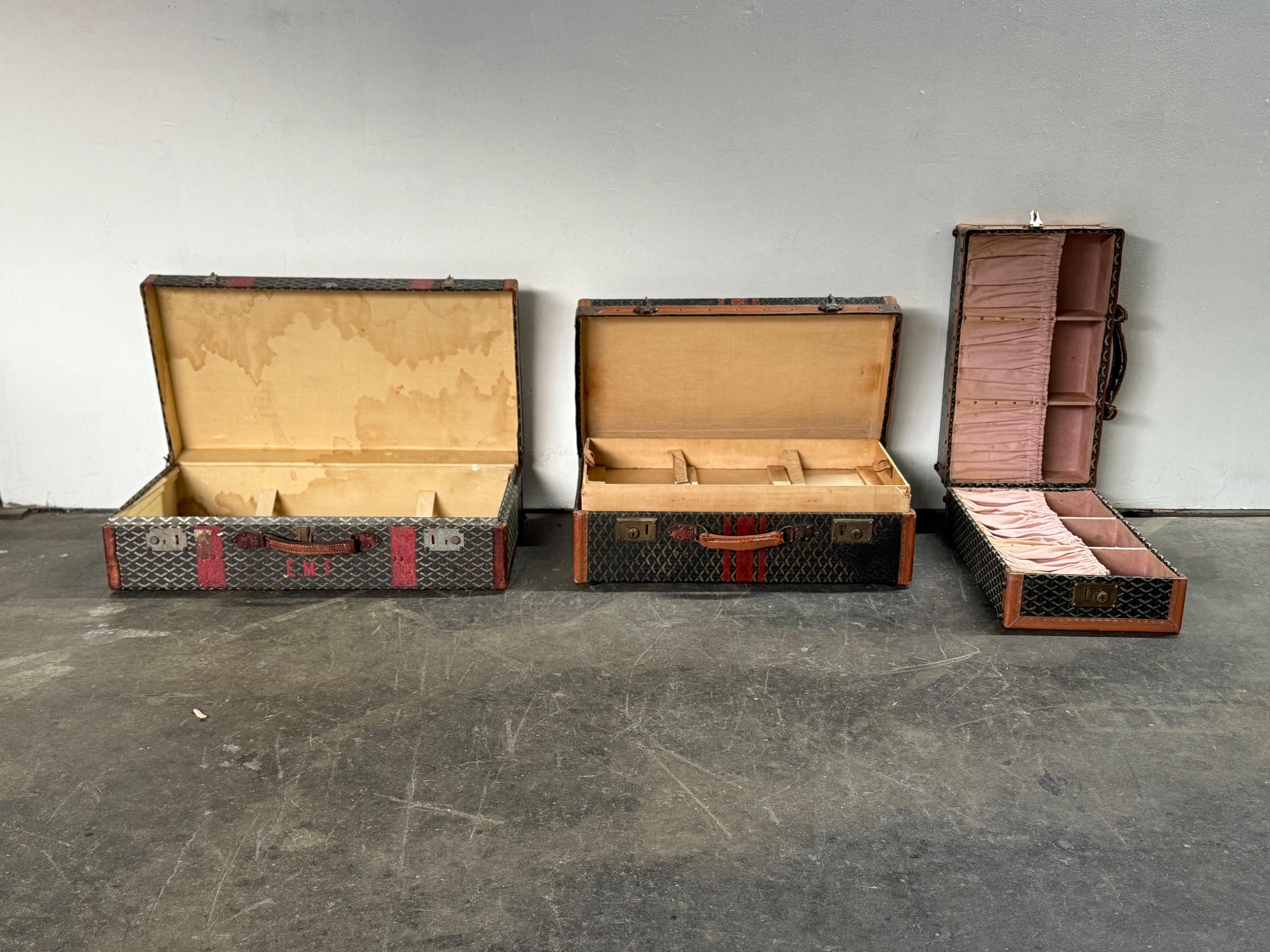 Grouping of Three Rare Original Goyard Suitcases/Trunks For Sale 9