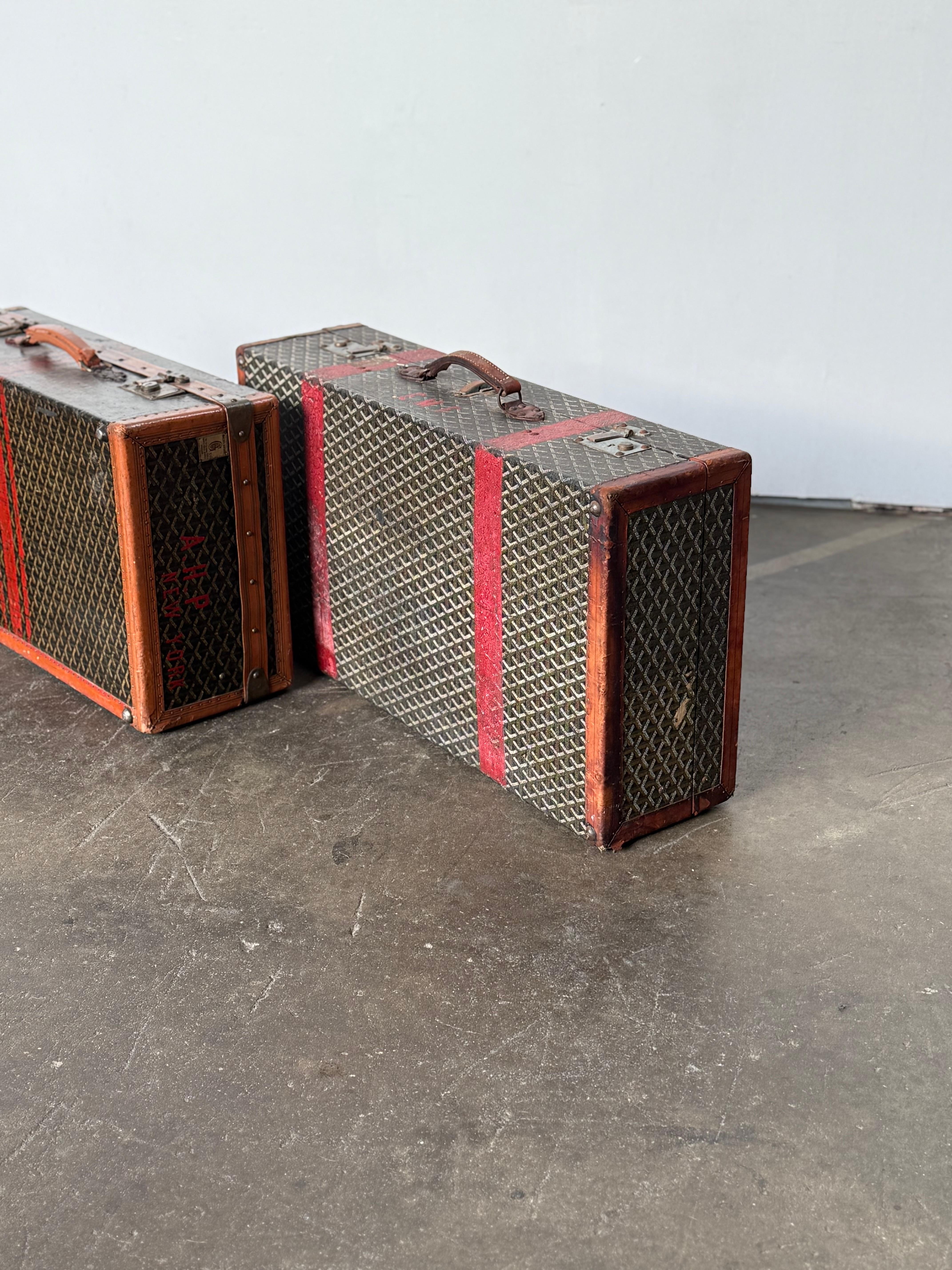 French Grouping of Three Rare Original Goyard Suitcases/Trunks For Sale