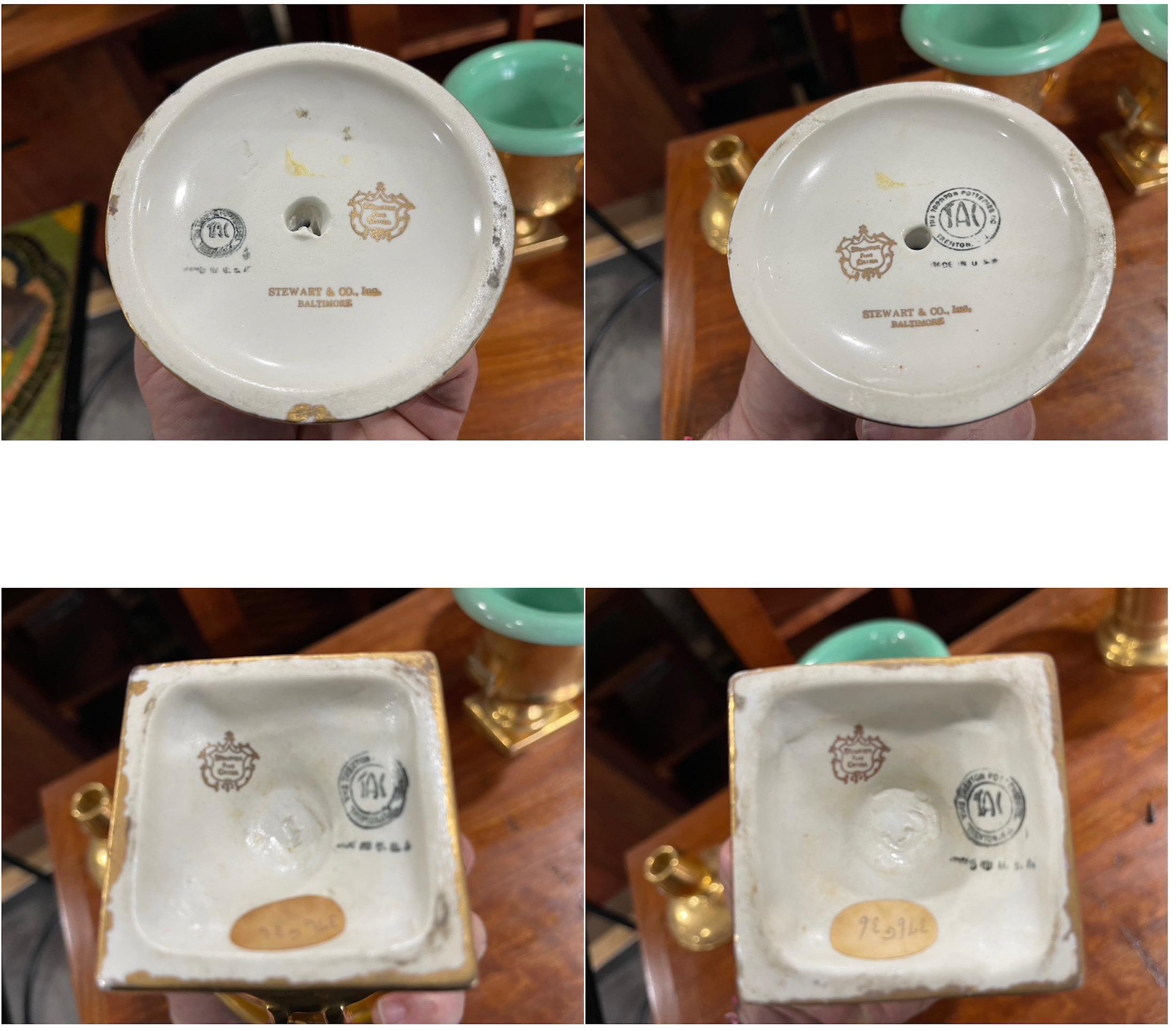 Groupement de Trenton Potteries dorées et décorées par Wheeling  en vente 5