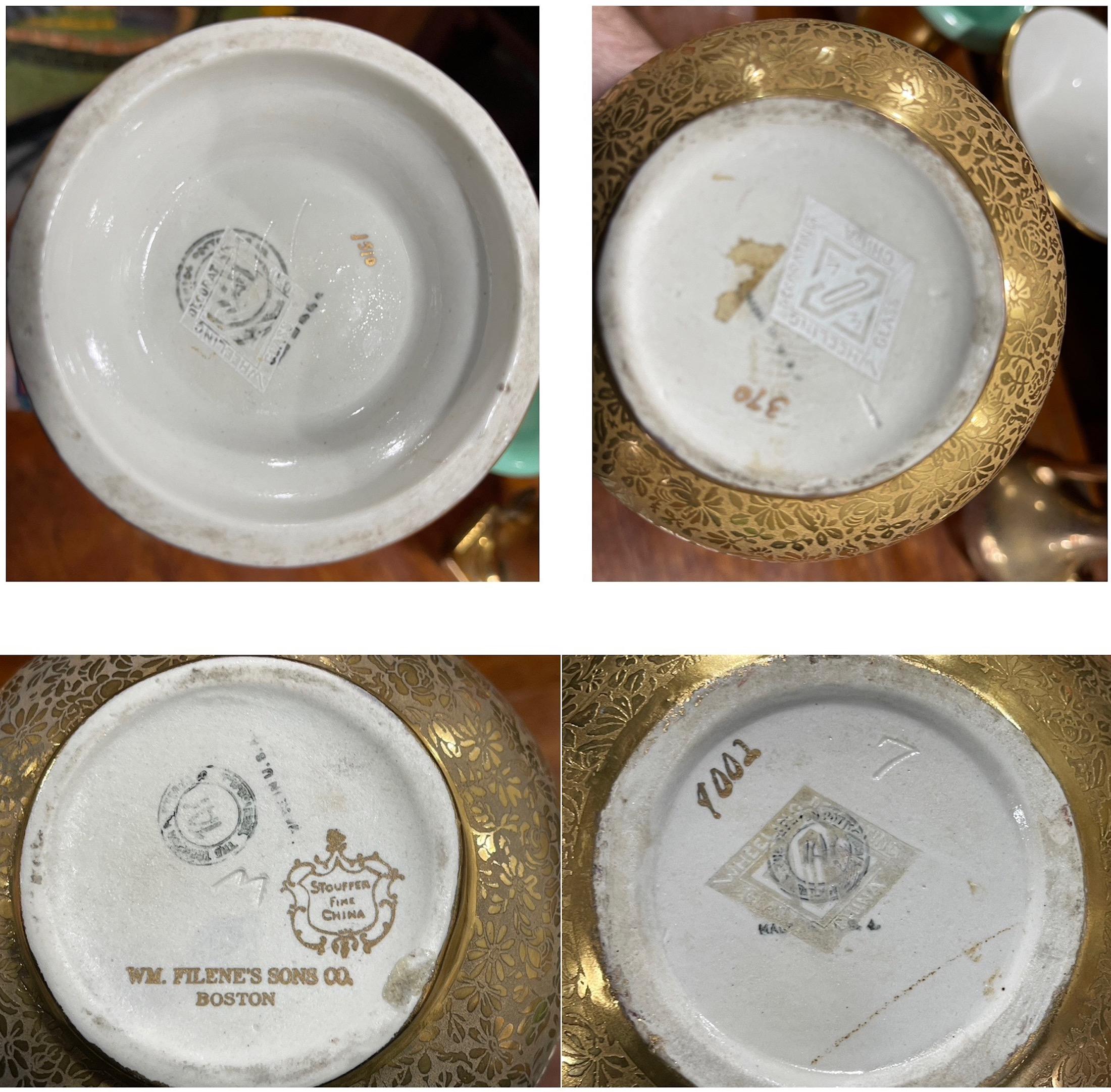 Groupement de Trenton Potteries dorées et décorées par Wheeling  en vente 6