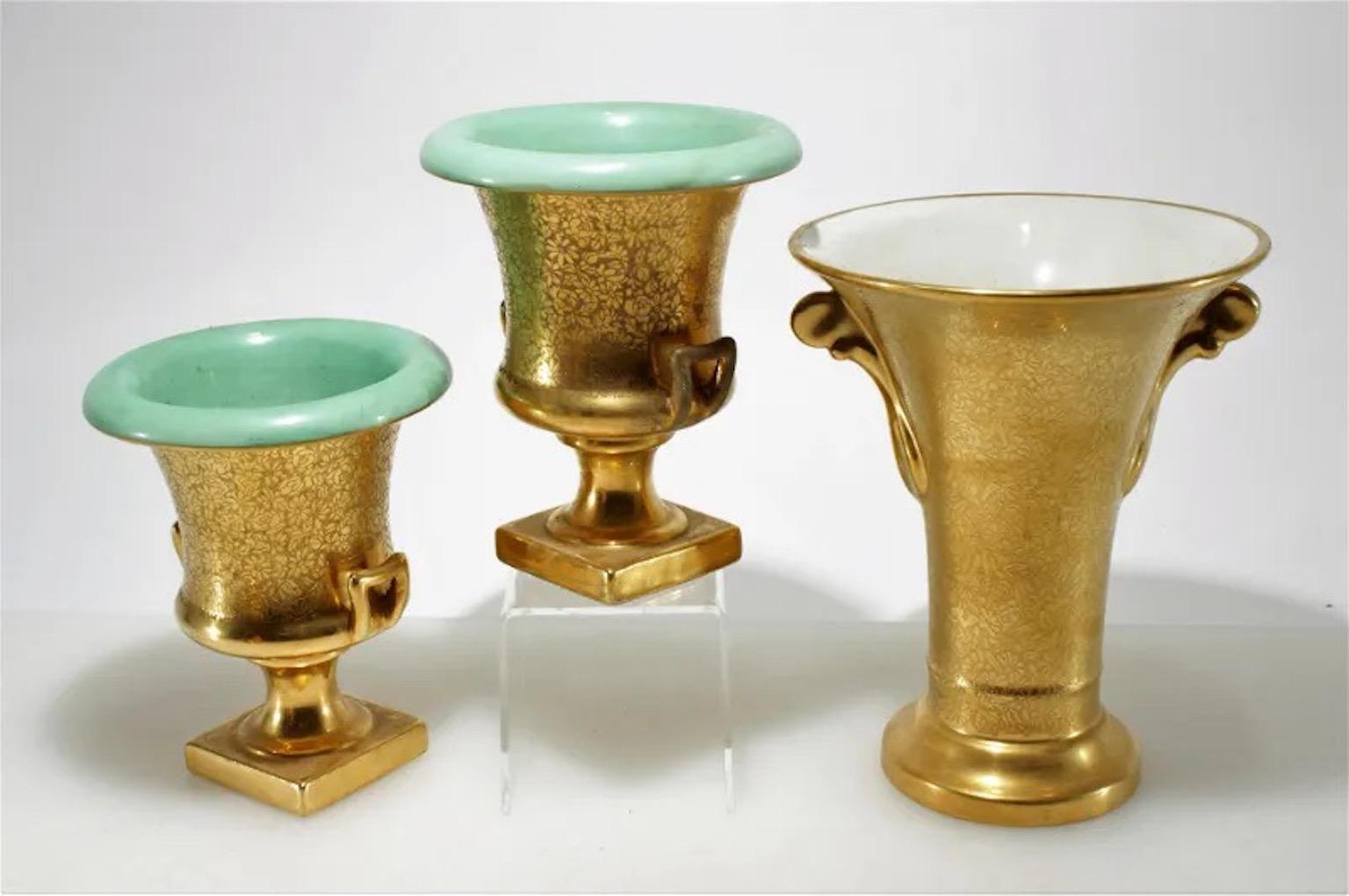 Groupement de Trenton Potteries dorées et décorées par Wheeling  en vente 9