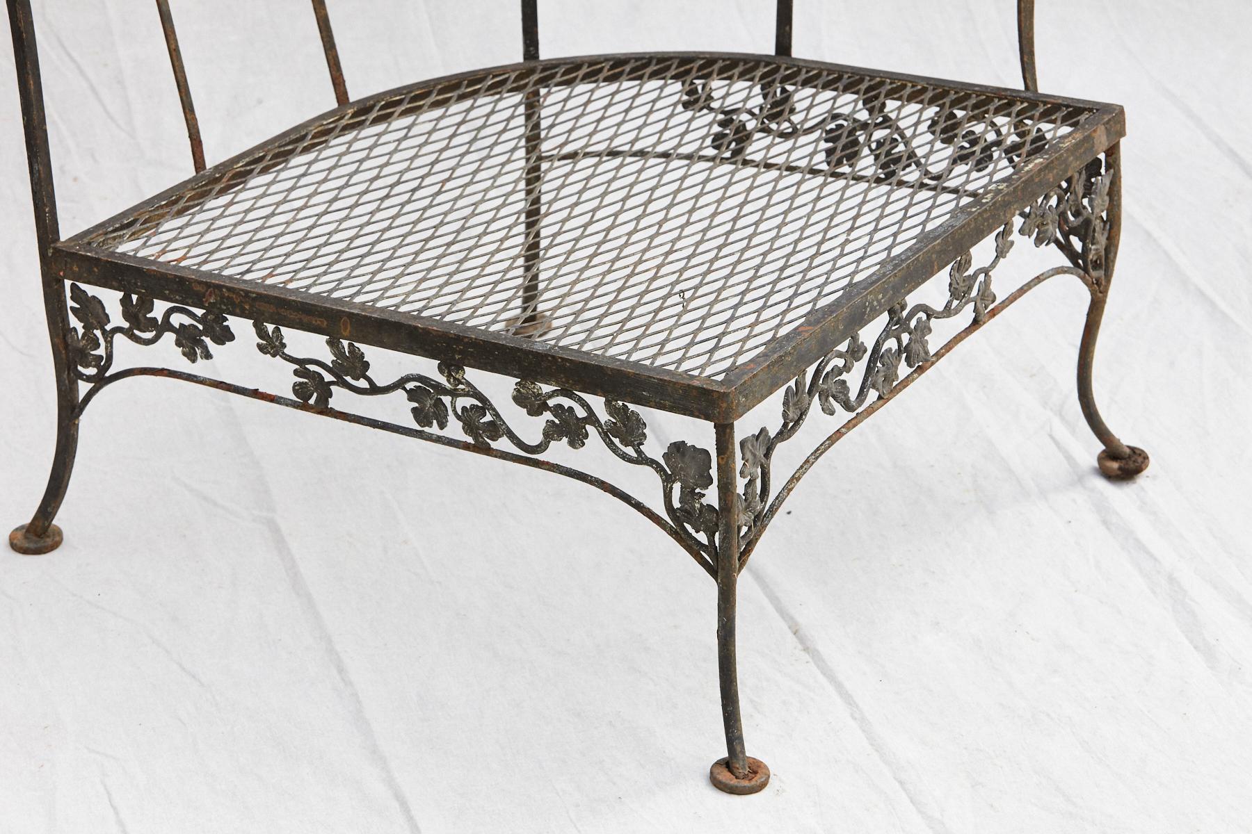 Grouping of Woodard Wrought Iron Garden Corner Chairs with Matching Side Table 4