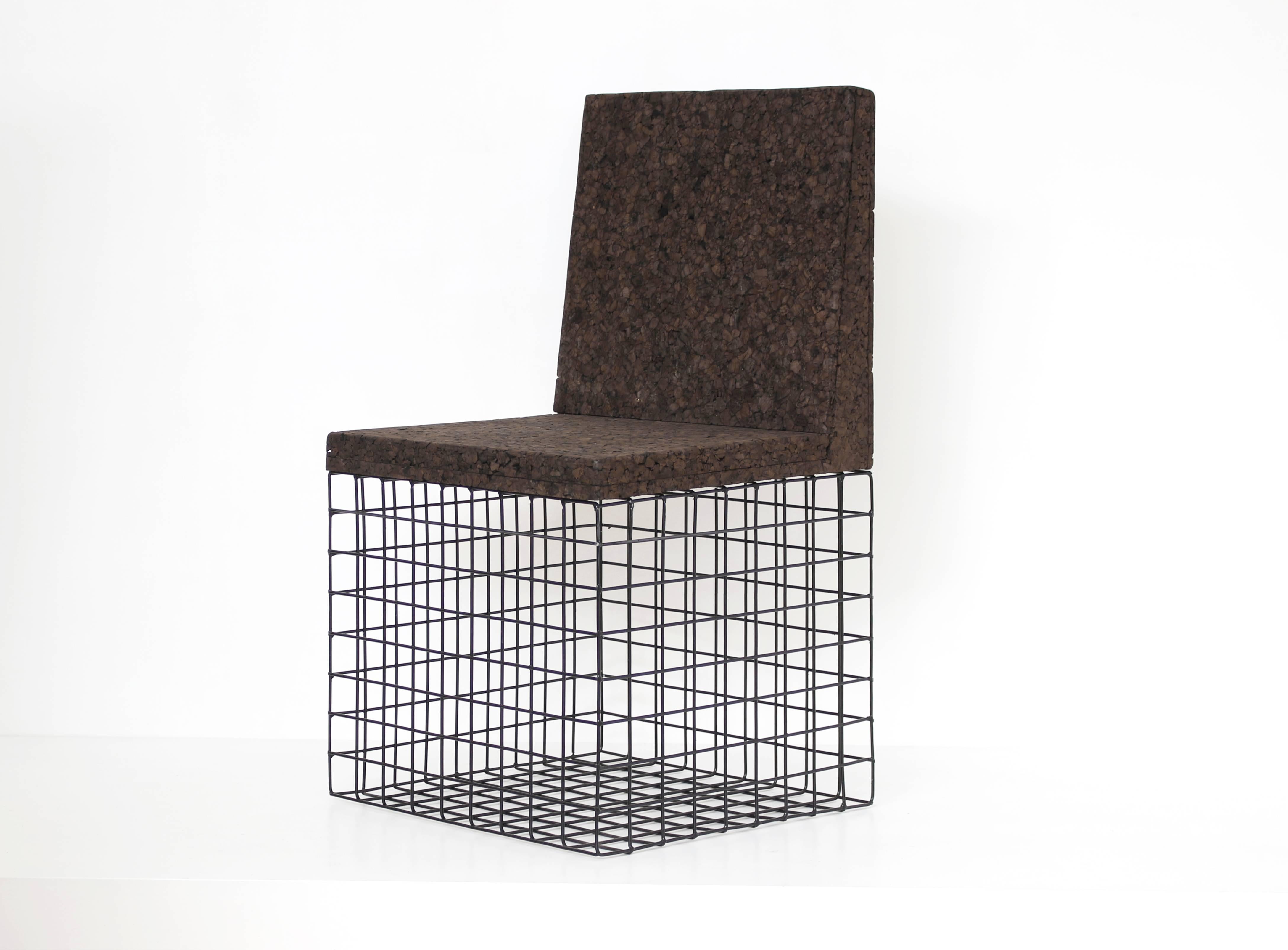 Minimalist Grove Chair in Toasted Cork and Metal / black Minimal / Design Award Winner For Sale