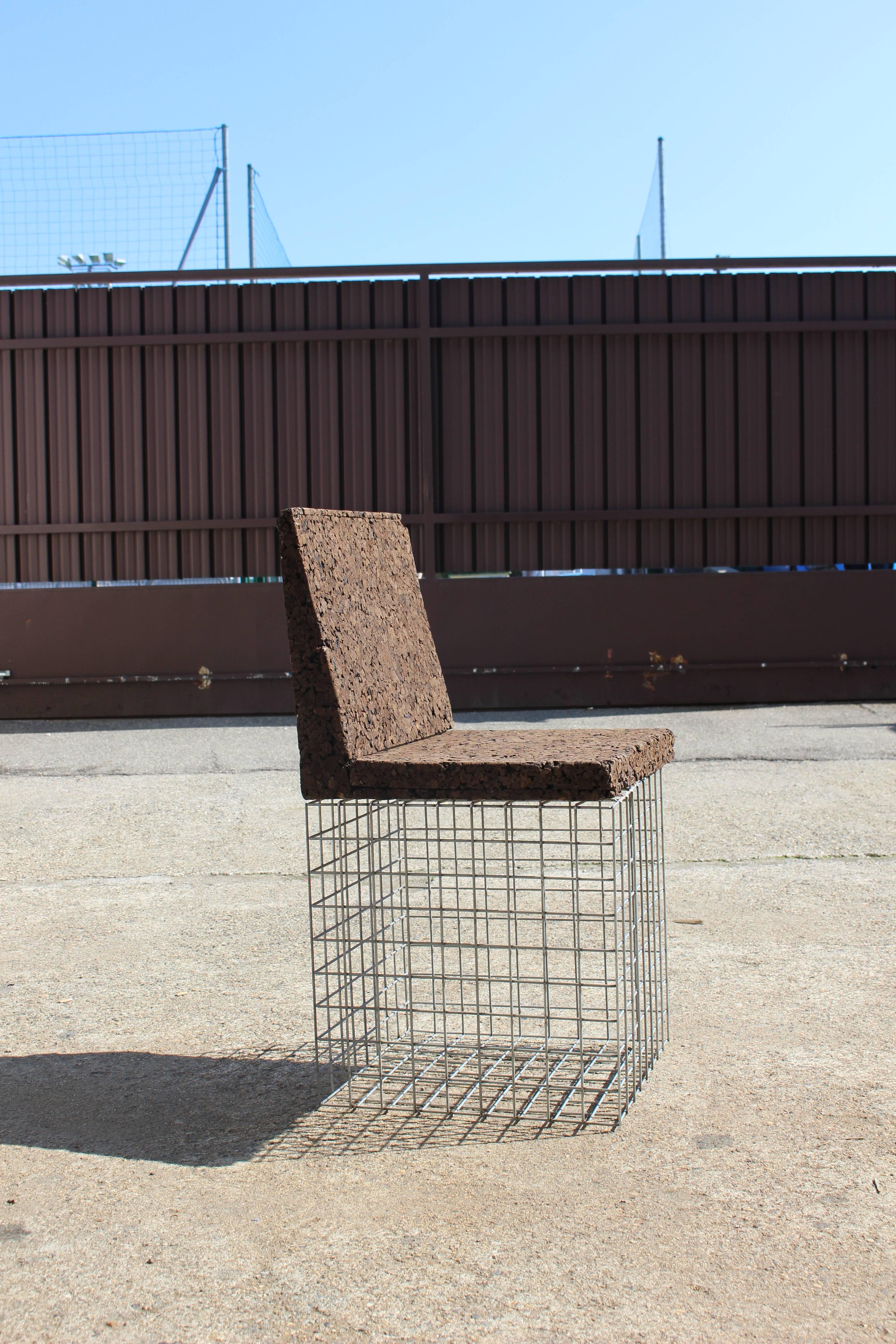 Grove Chair in Toasted Cork and Metal / black Minimal / Design Award Winner For Sale 1