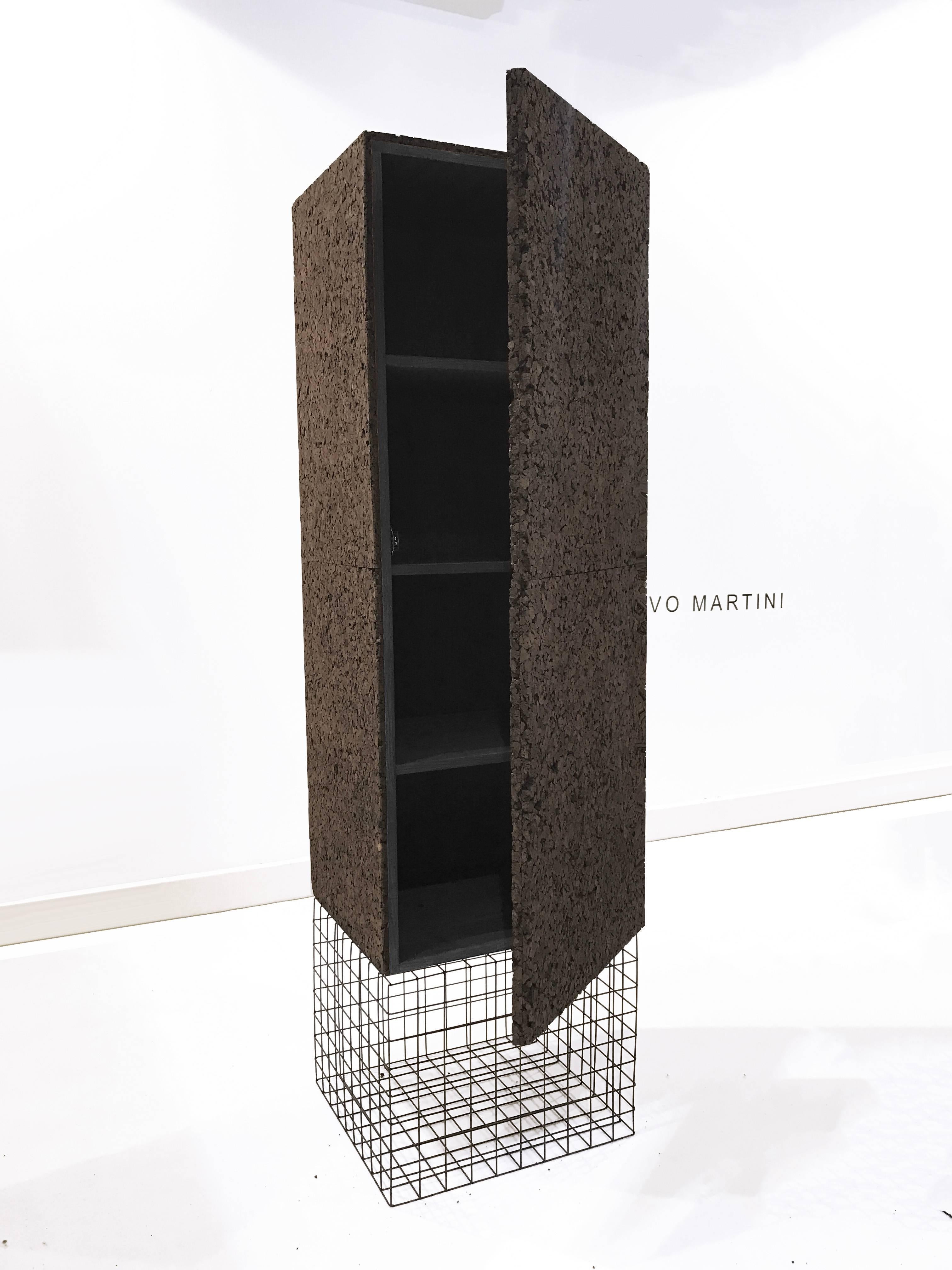 Italian Grove Cupboard / Wardrobe in Toasted Cork and Metal Design Award Winner For Sale