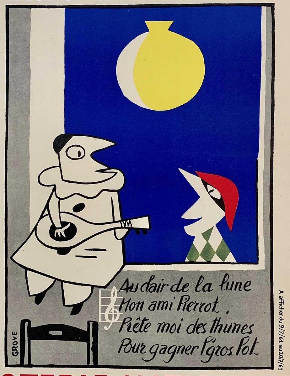 Poster originale AIRS DE CHANCE Loterie Nationale originale della lotteria francese - Print di Grove