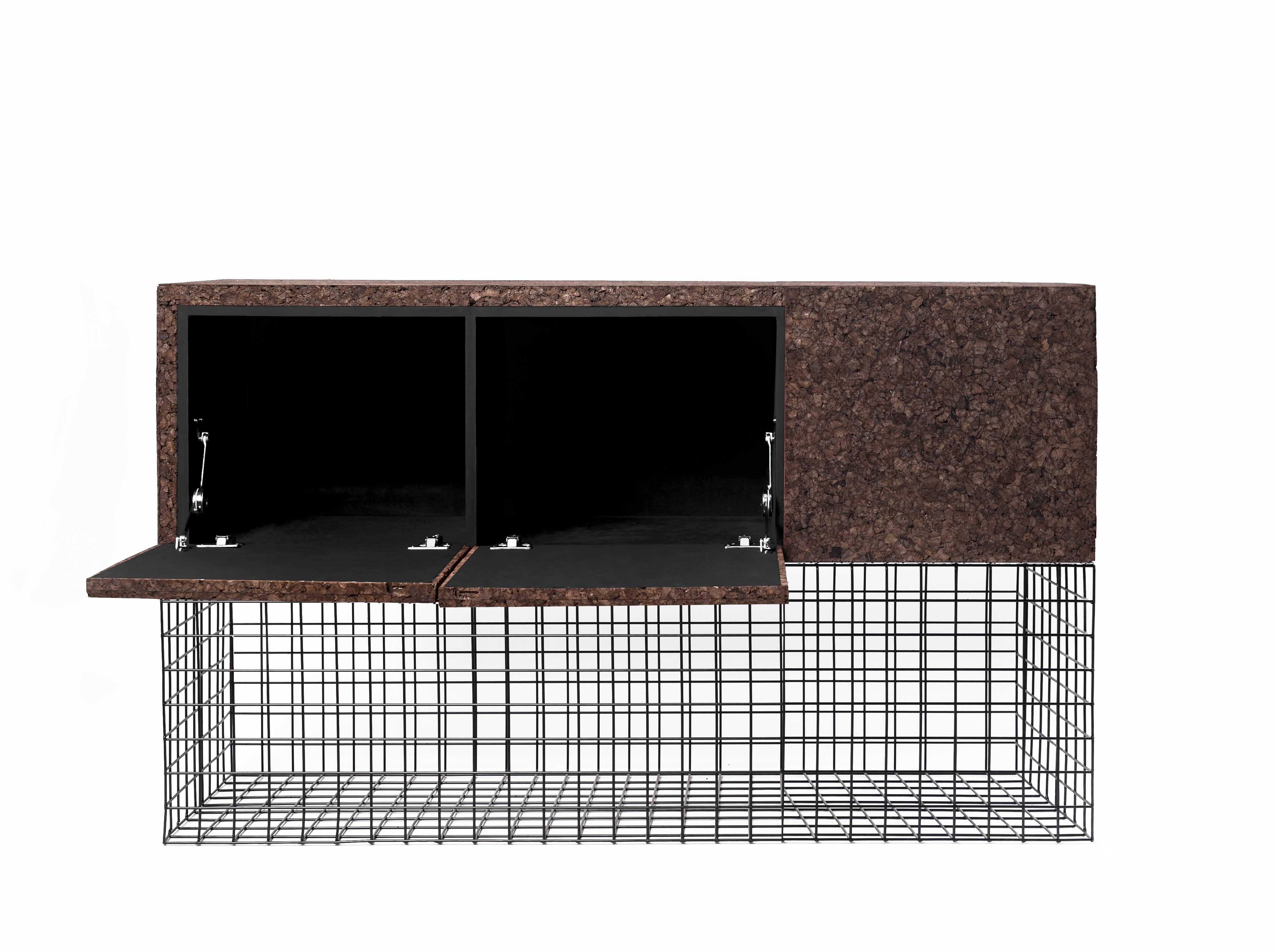 Grove sideboard / console or buffet  135cm with three doors for storage in toasted cork and metal / design award winner

This collection also won the Wallpaper Award 2018 as best product. This furniture is very geometric, minimalist, contemporary