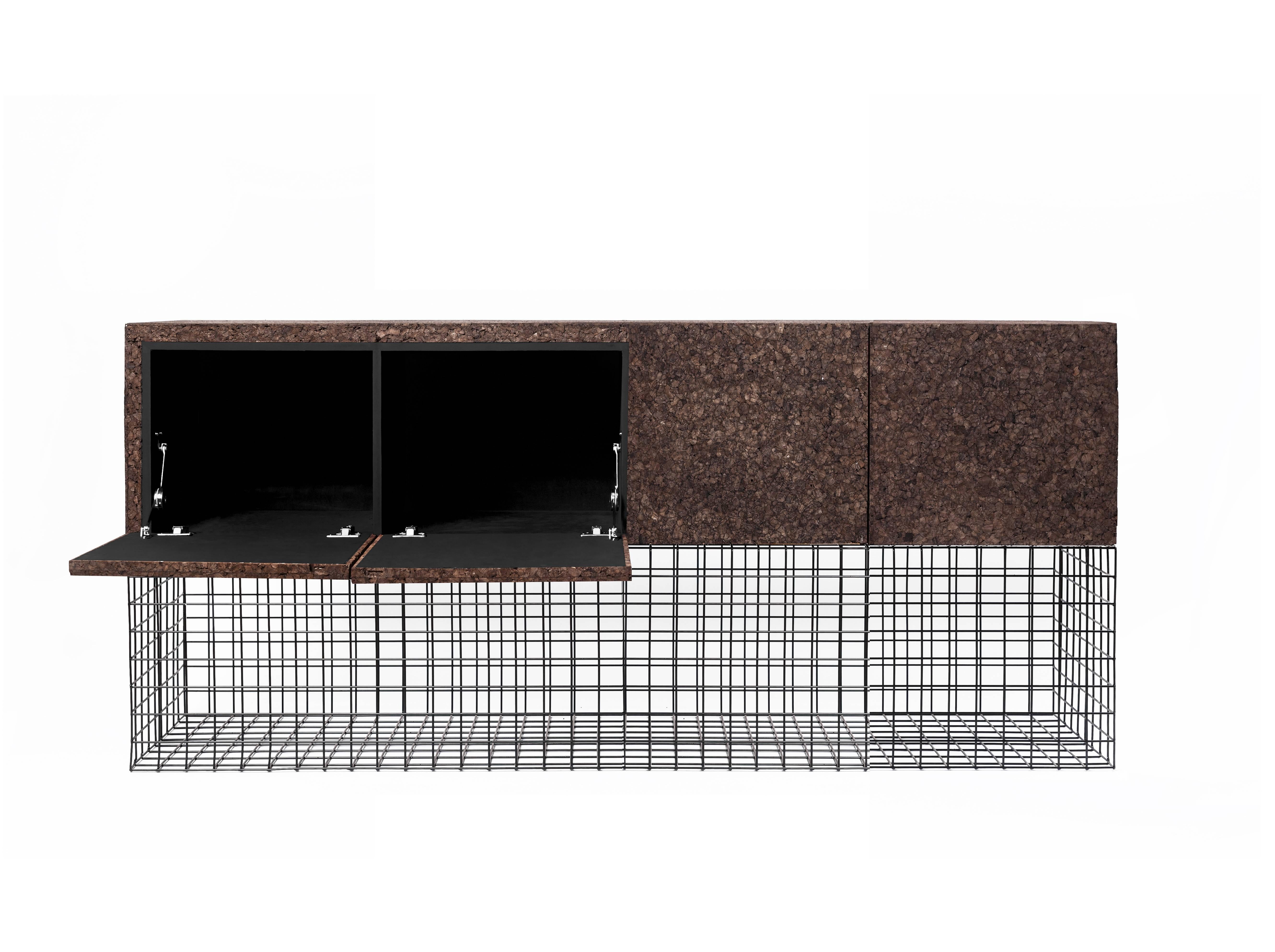 Grove sideboard / console or buffet 180 cm with four doors for storage in toasted cork and metal / design award winner

This collection also won the Wallpaper Award 2018 as best product. This furniture is very geometric, minimalist, contemporary