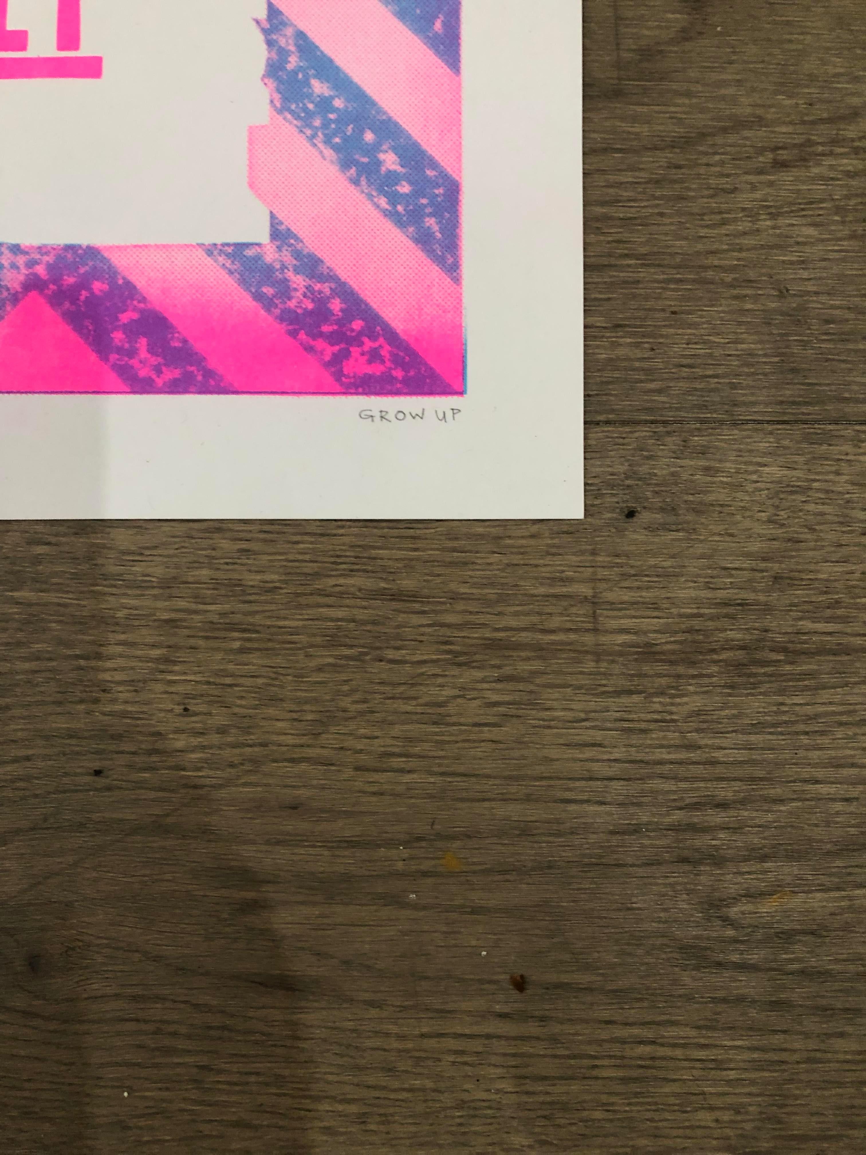 Grow Up
Fuck this Shit - Riso Edition, 2020
2 Colour Risograph on Echo Recycled white 200gsm Paper
Signed and numbered by the artist
25.4cm x 25.4cm
Edition of 100

Grow Up is a British father-and-son artistic collaboration that emerged in 2019,