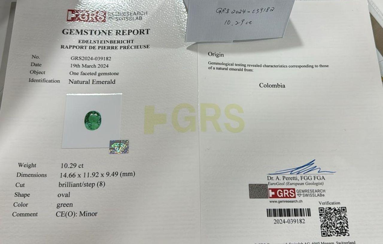 GRS Anello a grappolo con diamante Bombé di 10,29 carati di olio minore della Colombia In condizioni Nuovo in vendita a Chicago, IL