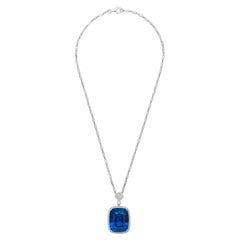 Grs 12 Carat Ceylon Untreated Sapphire Diamond Pendant Necklace