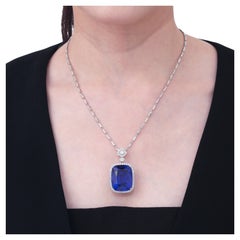 Grs 12 Carat Ceylon Untreated Sapphire Diamond Pendant Necklace
