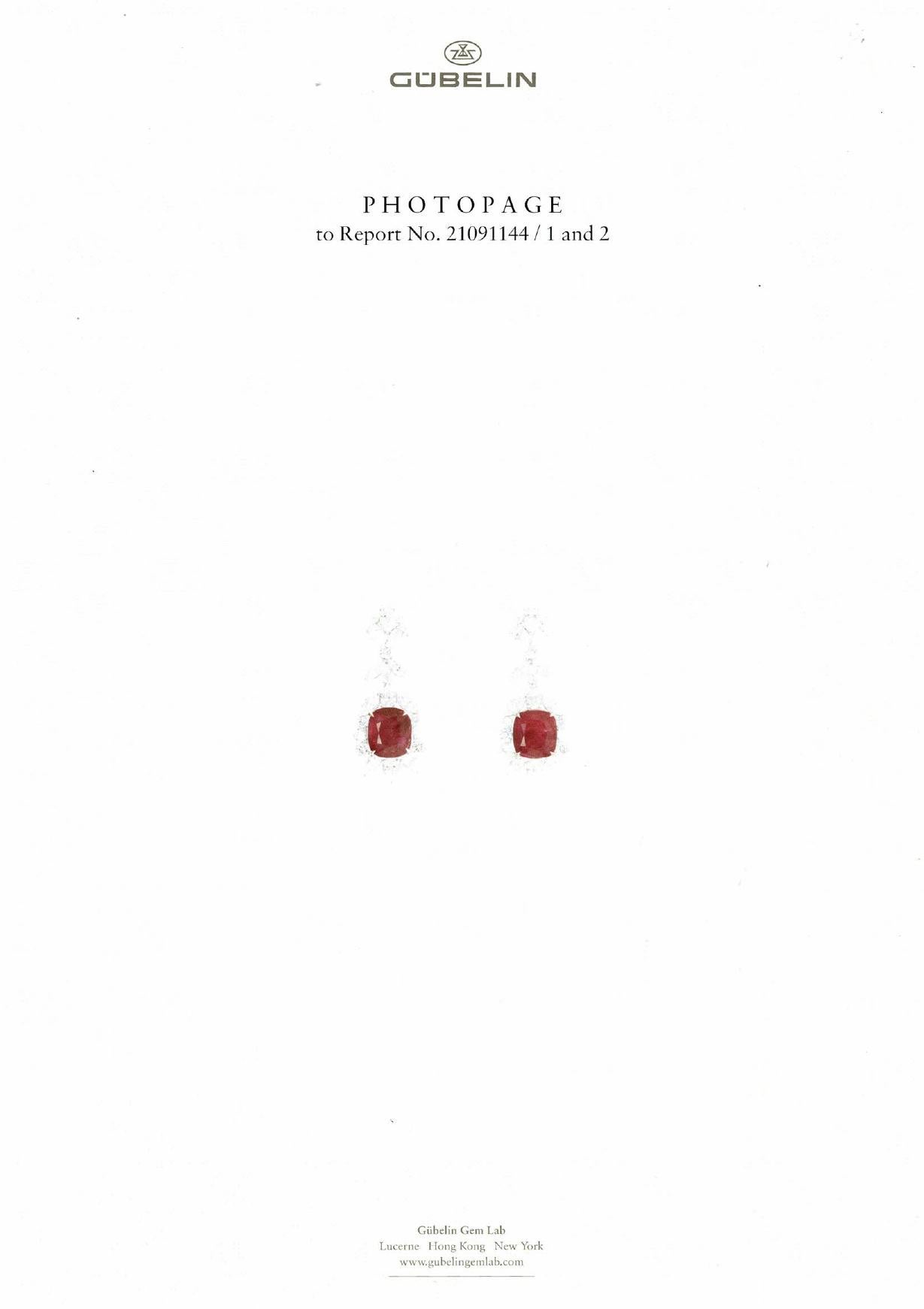 Women's or Men's GRS 13 Carat Burmese No Heat 'Red' Ruby and Diamond Earring in 18K Gold For Sale