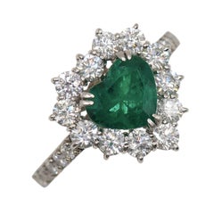 GRS 1.65 Carat Colombian Vivid Green Emerald Diamond Platinum Ring
