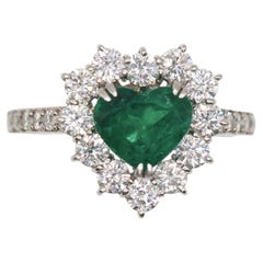 GRS 1.65 Carat Colombian Vivid Green Emerald Diamond Platinum Ring