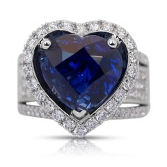 GRS 18K 8.02 Ct Natural Sri Lanka Royal Blue Sapphire&Diamonds Engagement Ring