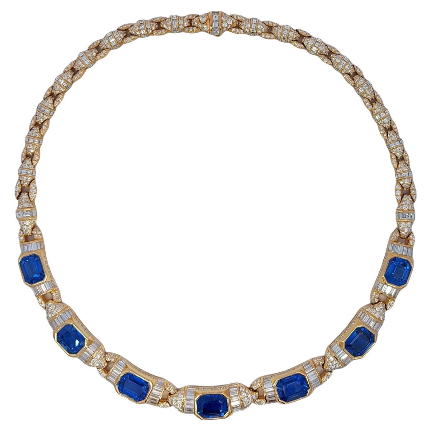 GRS 18kt Halskette mit 41,6 Karat NH Saphiren und Diamanten an Seine Majestät Qaboos Bin Said