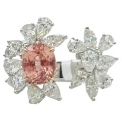 GRS 1.99 Carat Madagascar Heated Padparadscha Ring in 18K White and Rose Gold