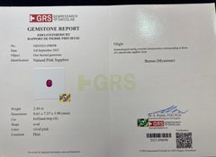 GRS 2,44 Karat Burma Vivid Pink Sapphire & Diamant Platin Ballerina Ring