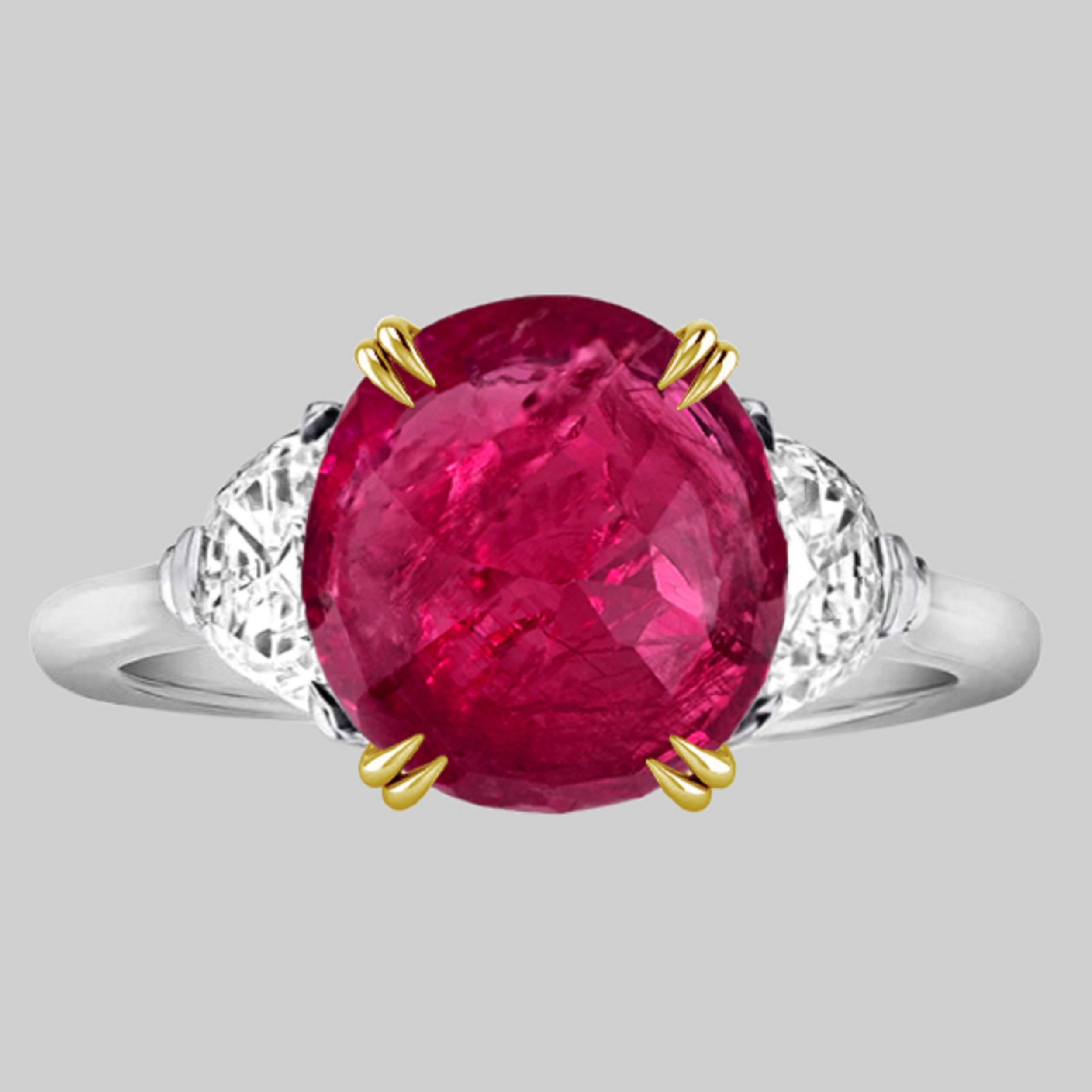 Modern IGI 3 Carat No Heat Burma Ruby Diamond Ring For Sale