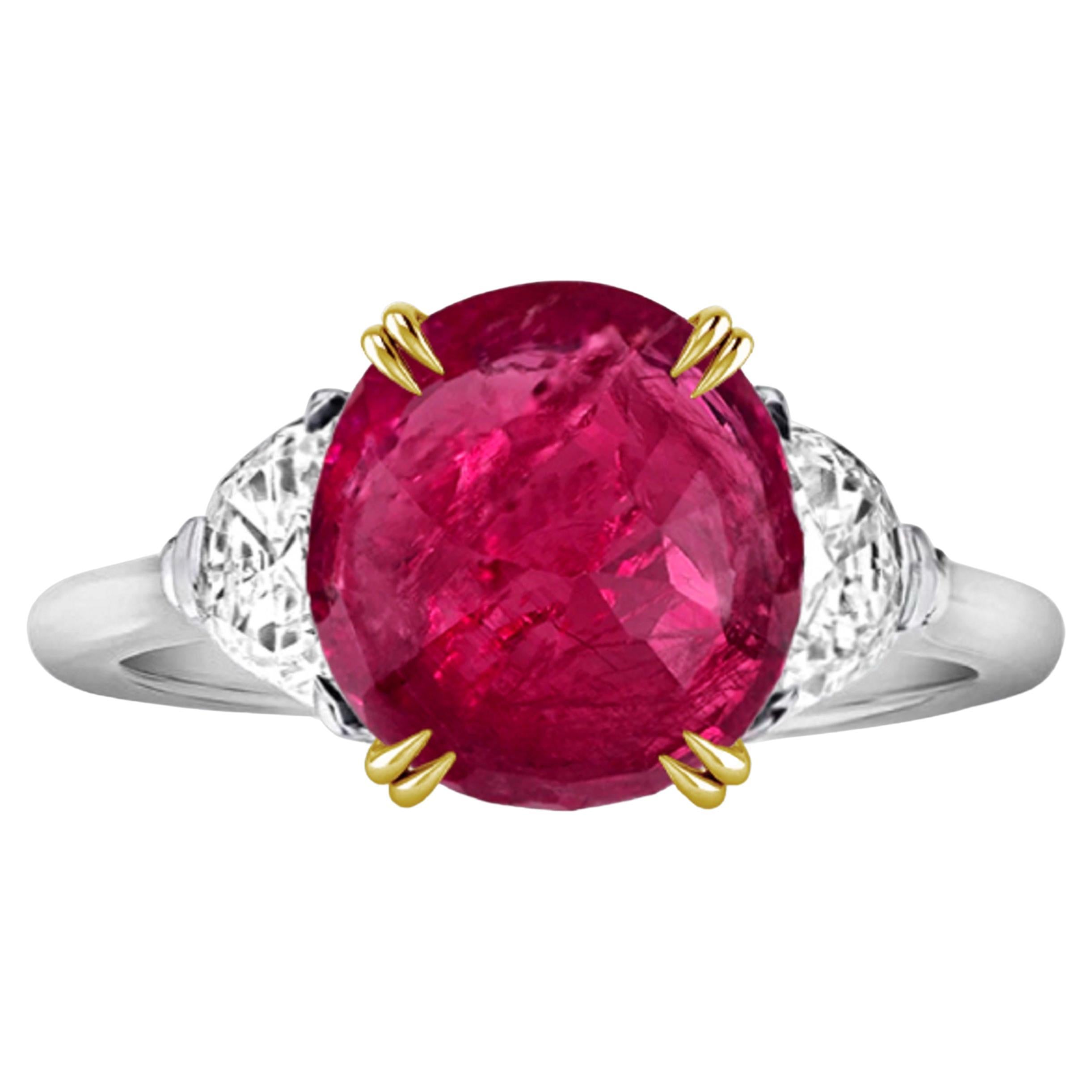 GRS 3 Carat No Heat Burma Ruby Diamond Ring