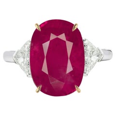 GRS 4.21 Carat Burma Ruby No Heat Diamond Platinum Gold Ring