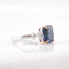 GRS 4.23 Carat Unheated Sapphire 18K white and Yellow Gold Ring