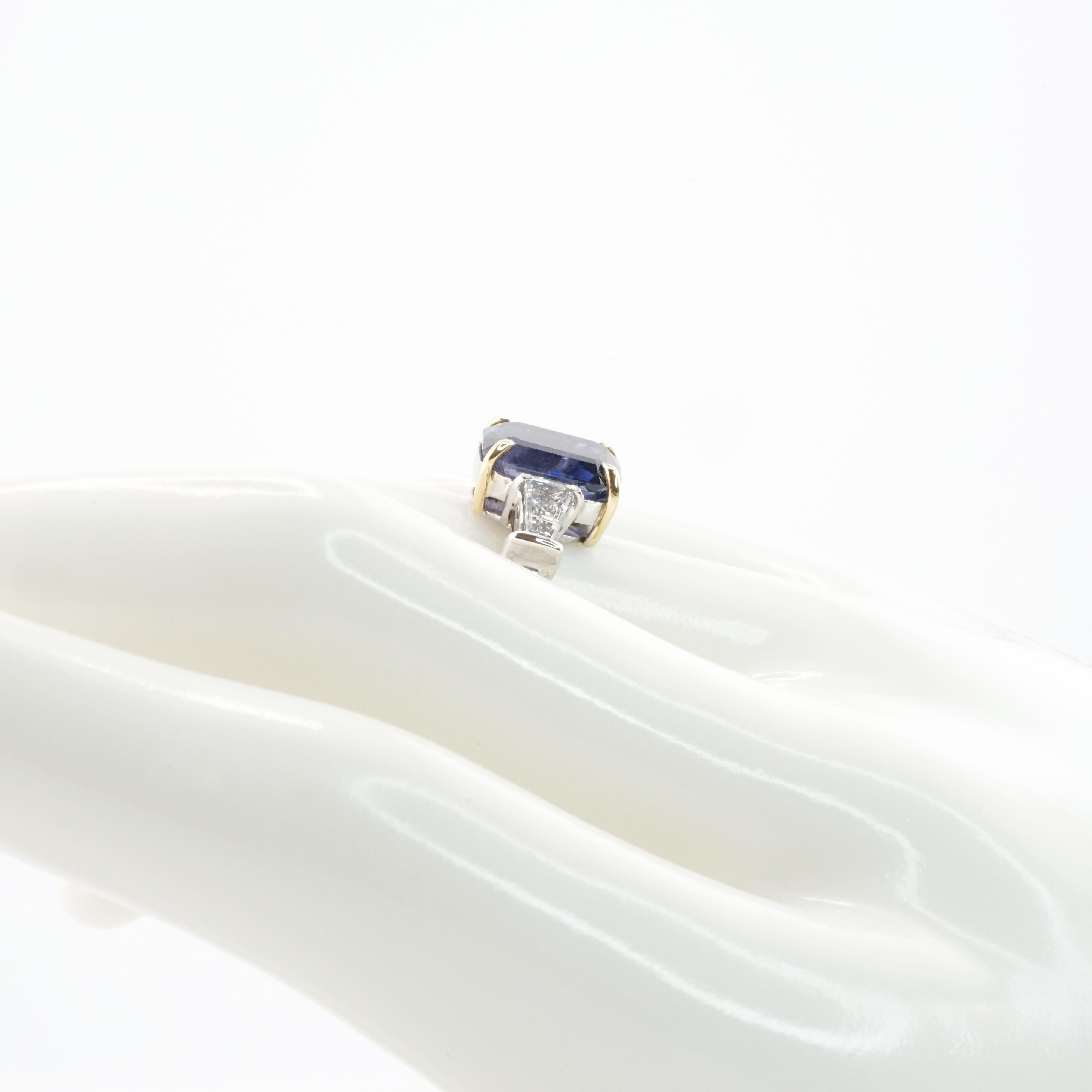 Women's GRS 4.23 Carat Unheated Sapphire 18K white and Yellow Gold Ring For Sale