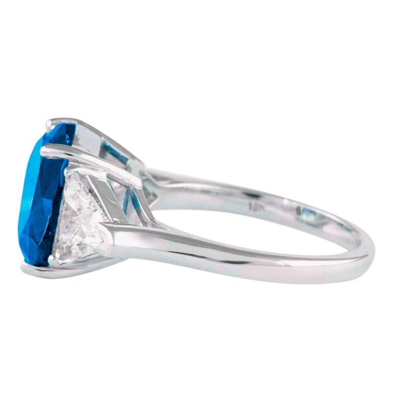 Contemporary GRS 4.63 Carat BURMA NO HEAT Cushion Cut Diamond Cocktail Ring For Sale