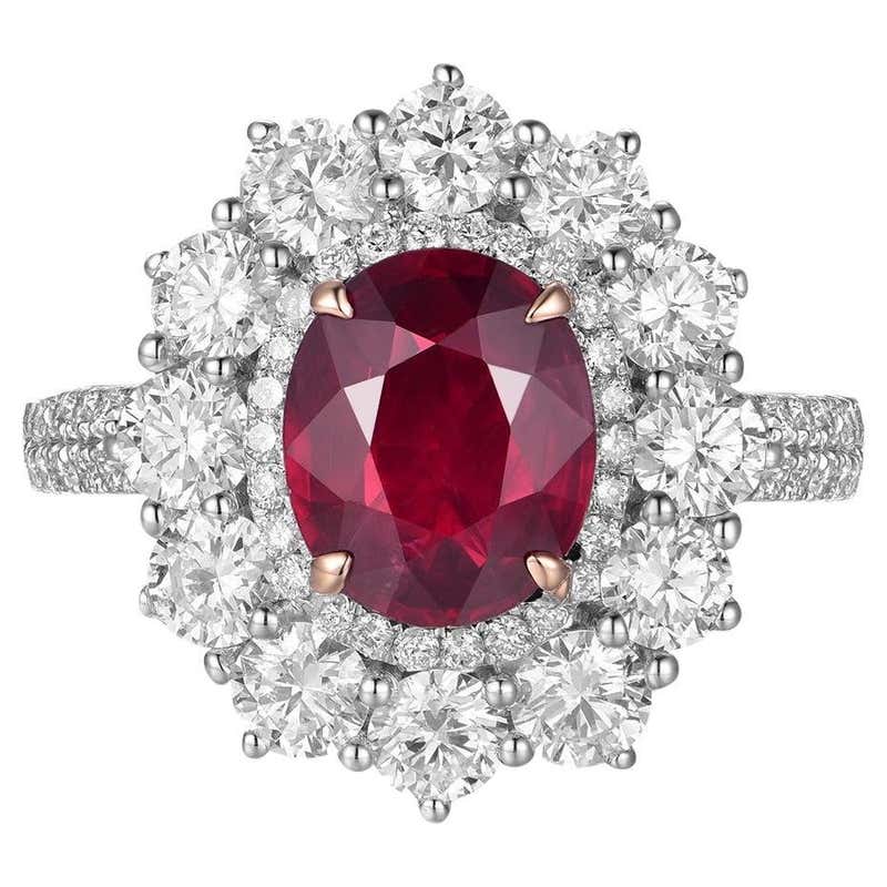 Art Deco GIA Certified 0.50 Carat Diamond Ruby Platinum Engagement Ring ...