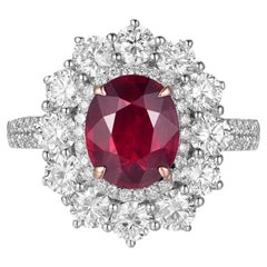 GRS zertifiziert 2,53 Karat Mosambik Rubin Diamant Ring in 18K Gold Vivid Rot