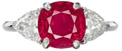 Anello con diamante rubino GRS 4,50 carati a cuscino BURMA Myanmar NO HEAT