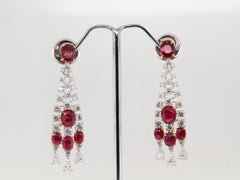 GRS 5 Ct Burmese No Heat 'Pigeon Blood' Ruby and Diamond Earring in 18K Gold