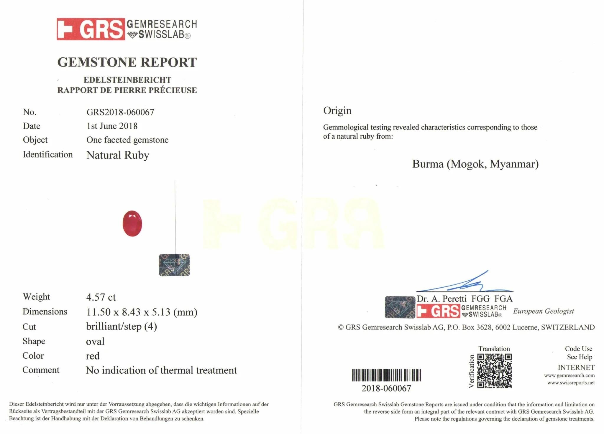 Platinring mit GRS Burma-zertifiziertem 4,57 Karat ovalem Rubin und Diamant (Ovalschliff) im Angebot
