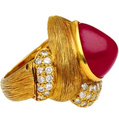 GRS Cert. 13.86 Carat No Heat Ruby Eiseman Signed Vintage Ring