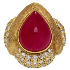 GRS Cert. 13,86 Karat No Heat Rubin Eiseman signiert Vintage Ring