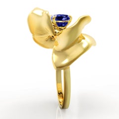 Vivid No Heat Sapphire Cocktail Ring in Eighteen Karat Gold
