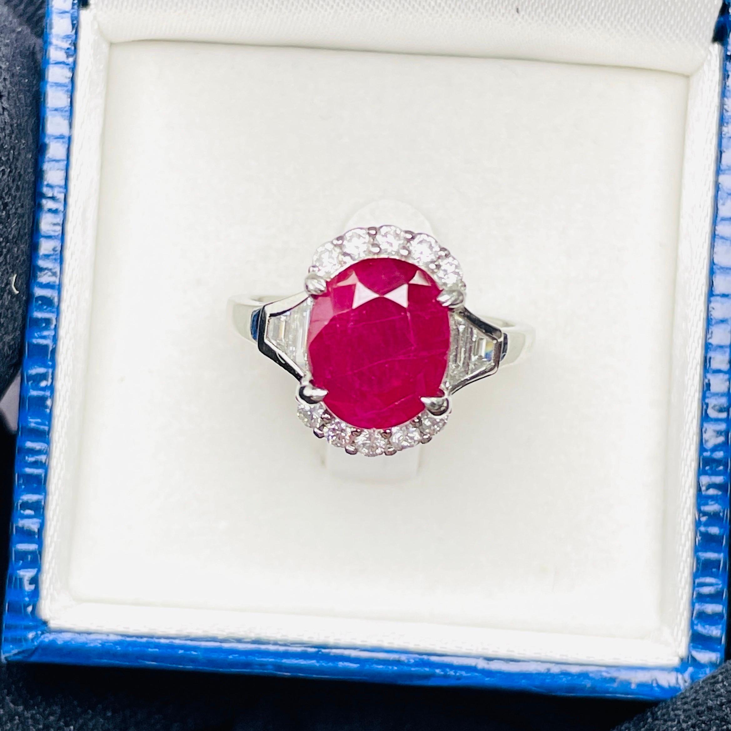 Certificat GRS 5.01 Ct Naturel non chauffé Mogok Burma Ruby  Couleur rouge avec anneau en vente 5