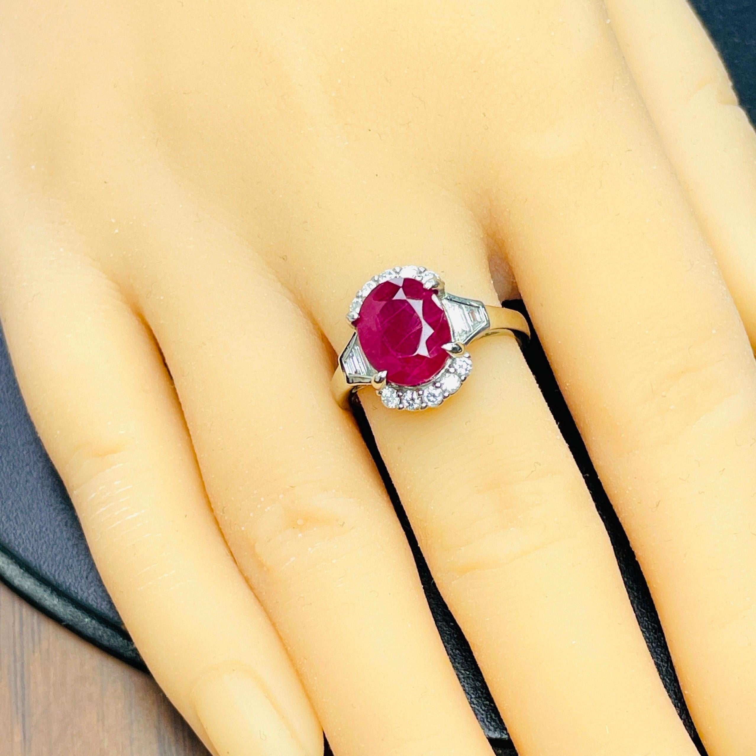 Certificat GRS 5.01 Ct Naturel non chauffé Mogok Burma Ruby  Couleur rouge avec anneau en vente 6