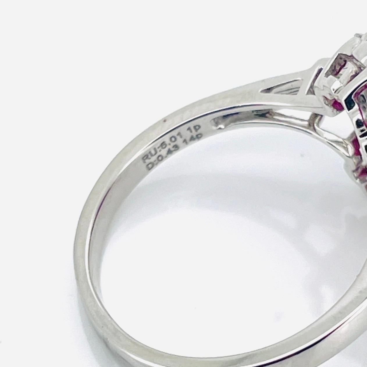 Certificat GRS 5.01 Ct Naturel non chauffé Mogok Burma Ruby  Couleur rouge avec anneau Neuf - En vente à bangkok, TH