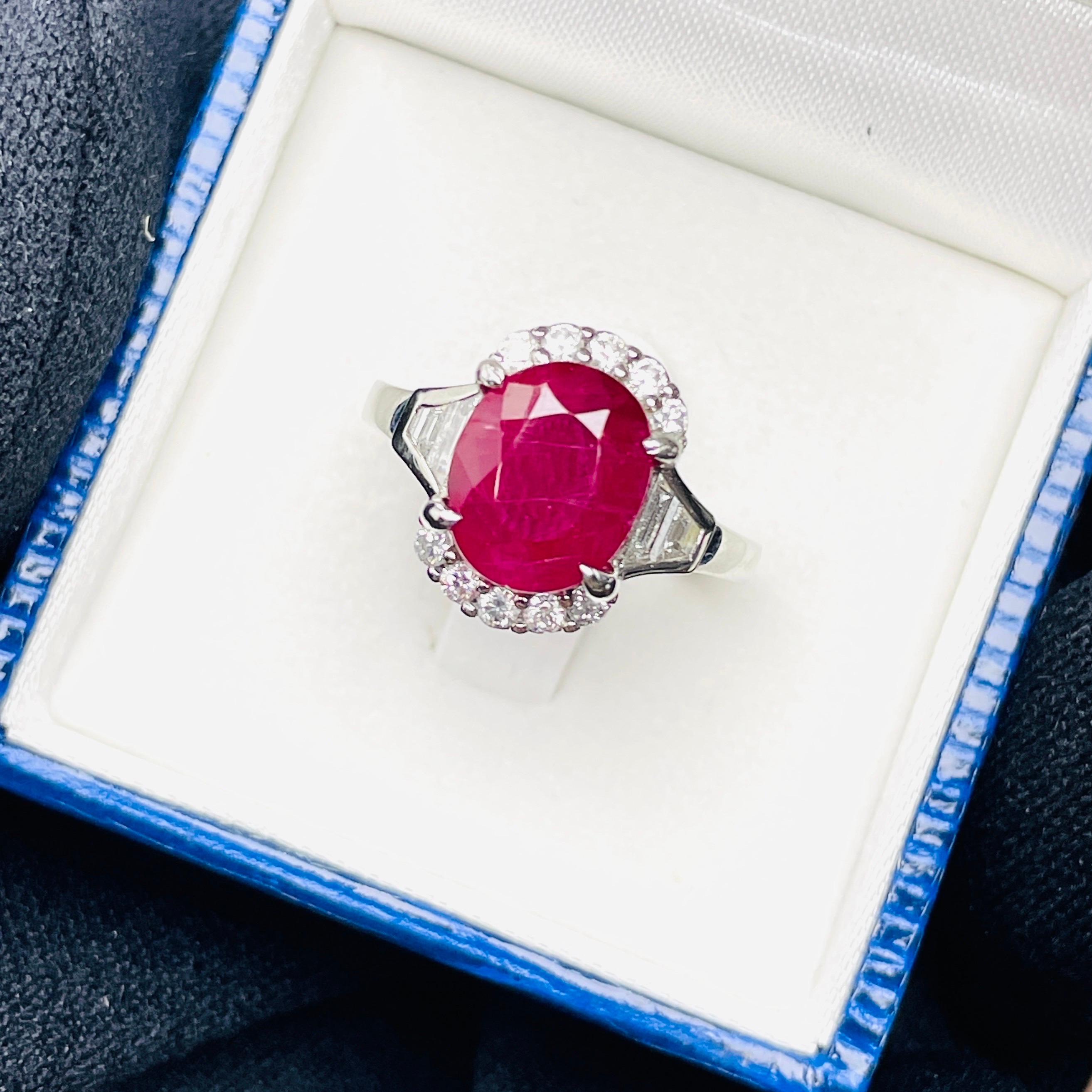 Certificat GRS 5.01 Ct Naturel non chauffé Mogok Burma Ruby  Couleur rouge avec anneau Unisexe en vente