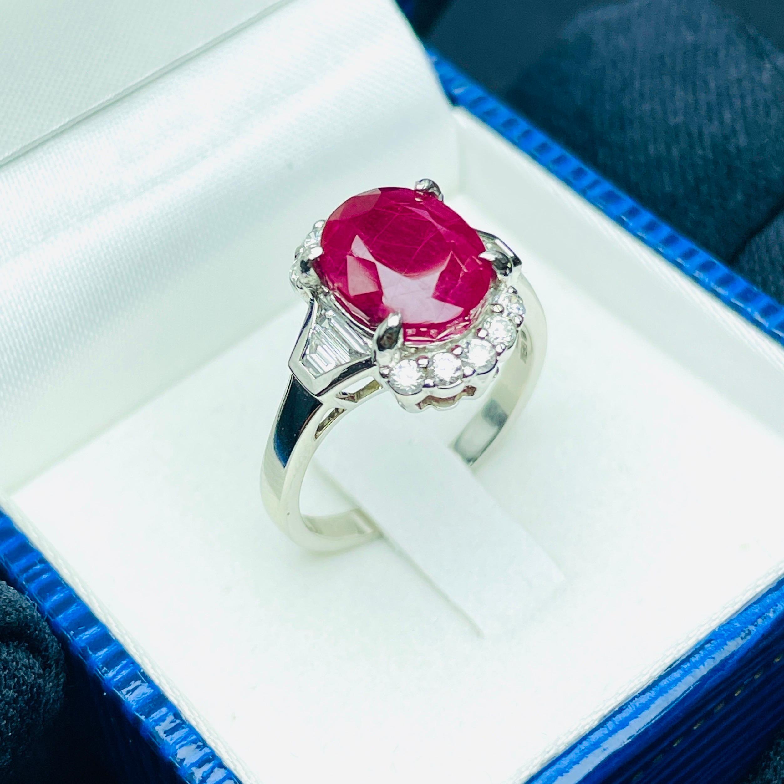 Certificat GRS 5.01 Ct Naturel non chauffé Mogok Burma Ruby  Couleur rouge avec anneau en vente 2